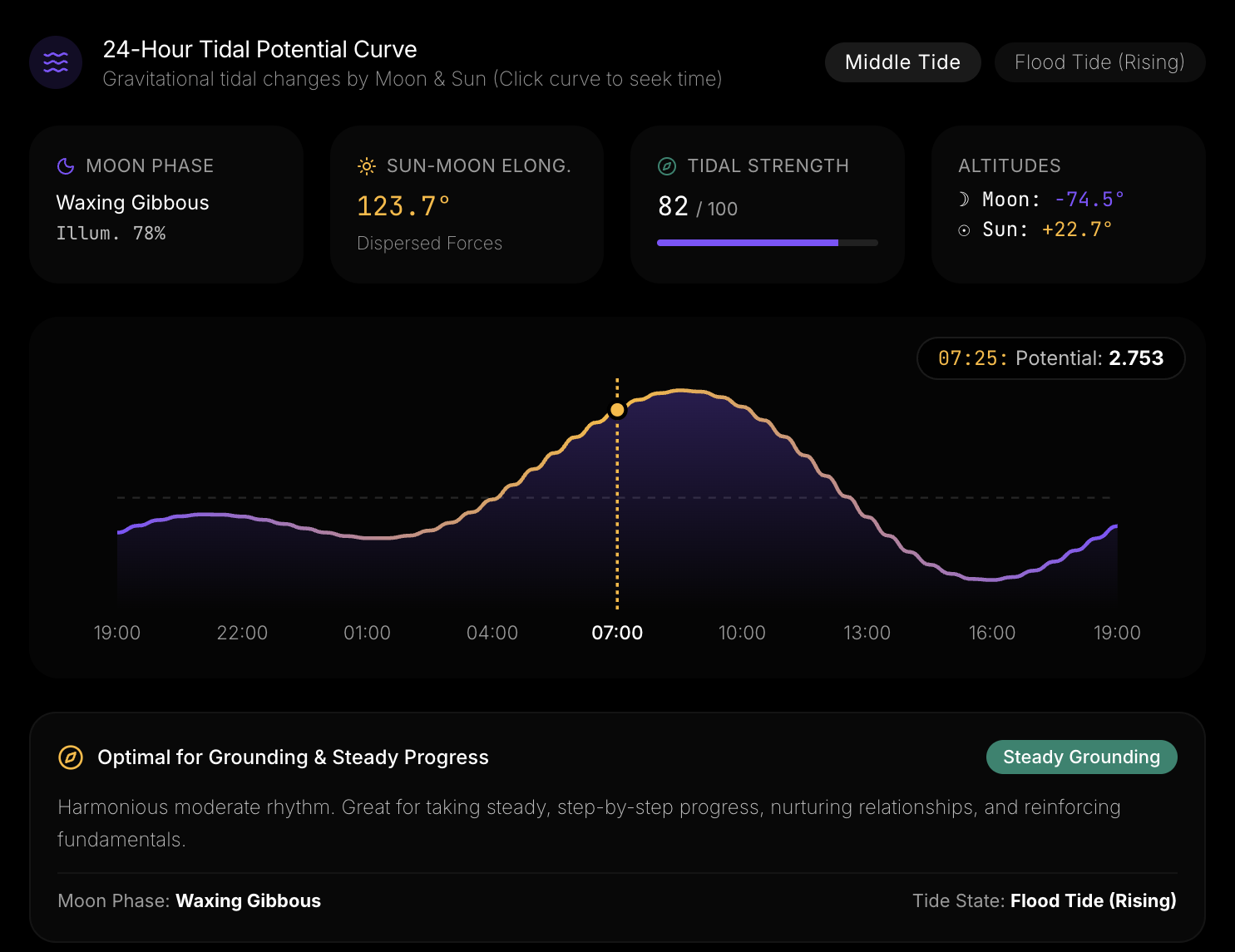 24-Hour Physical Tidal Gravity Curve